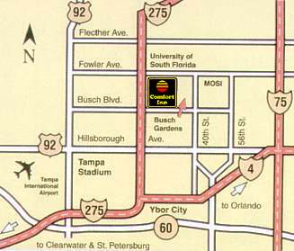 Comfort Inn Tampa Busch Gardens Map